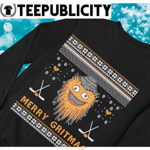 Meet Gritty Philadelphia Flyers Merry Gritmas ugly Christmas mascot t shirt hoodie sweater long sleeve and tank top