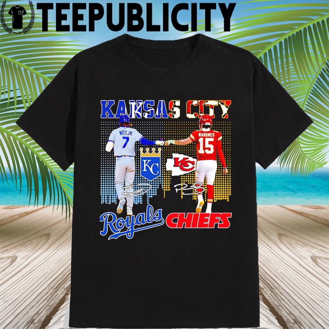 Kansas City Royals Bobby Witt Jr. and Kansas City Chiefs Patrick Mahomes signature 2024 shirt